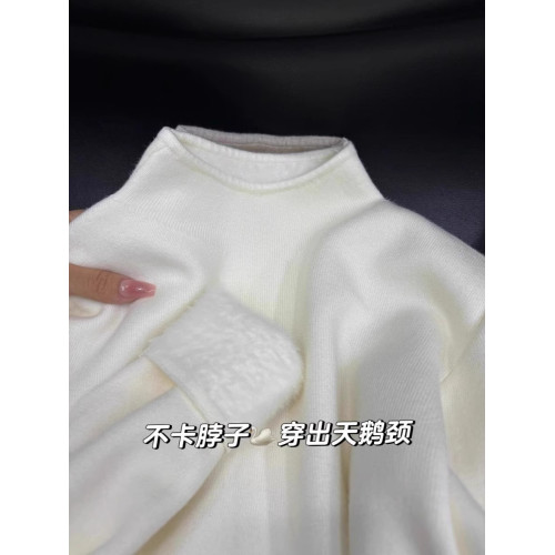 打底衫女秋冬高級感內搭2025新款白色加絨加厚針織半高領長袖毛衣 打底衫女秋冬高級感內搭2025新款白色加絨加厚針織半高領長袖毛衣