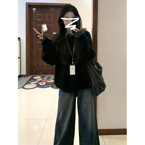 韓系慵懶風黑色外穿毛衣女2025年新款深秋初冬季穿搭寬松套頭上衣 韓系慵懶風黑色外穿毛衣女2025年新款深秋初冬季穿搭寬松套頭上衣