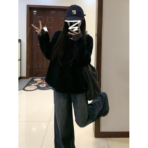 韓系慵懶風黑色外穿毛衣女2025年新款深秋初冬季穿搭寬松套頭上衣 韓系慵懶風黑色外穿毛衣女2025年新款深秋初冬季穿搭寬松套頭上衣