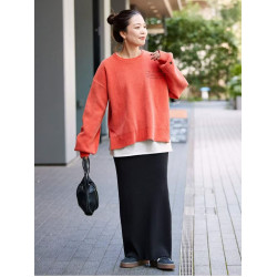 B 秋冬新款 刺綉字母 圓領套頭寬松長袖毛衣女上衣