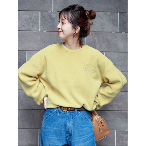 B 秋冬新款 刺綉字母 圓領套頭寬松長袖毛衣女上衣