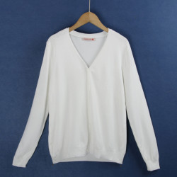 1732針織開衫毛衣 秋冬v領單排小紐釦純色外搭長袖毛針織衫女