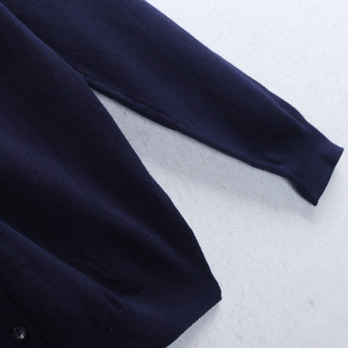 1732針織開衫毛衣 秋冬v領單排小紐釦純色外搭長袖毛針織衫女