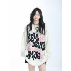 【坐吃山空】韓系中長款軟糯馬海毛毛衣女秋冬oversize寬松針織衫