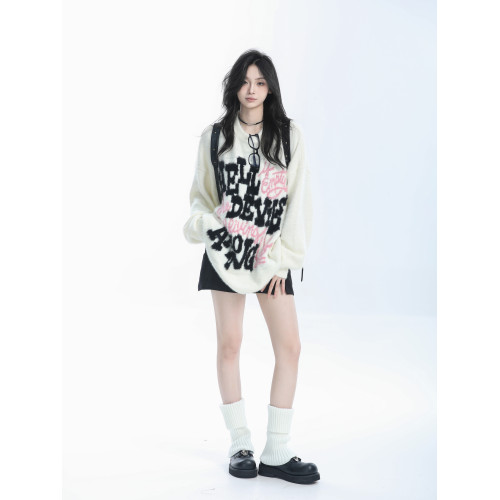 【坐吃山空】韓系中長款軟糯馬海毛毛衣女秋冬oversize寬松針織衫