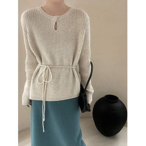 高級感咖色鏤空浣熊絨毛衣女秋冬可外穿中長款寬松內搭針織衫上衣