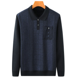 中年爸爸冬季加絨加厚款毛衣中老年男士上衣老人打底衫男裝秋冬裝