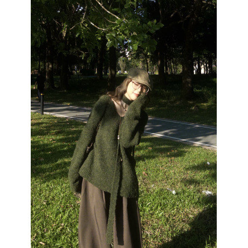 韓系慵懶風V領毛衣女秋季新款氣質復古高級感顯瘦長袖針織衫上衣