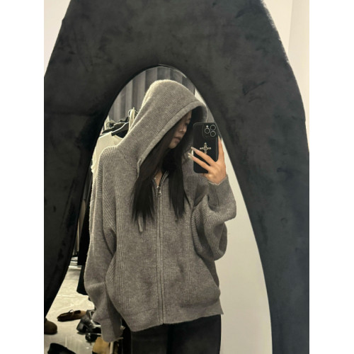 韓系連帽拉鍊毛衣女秋季2025新款內搭慵懶高級感針織開衫衛衣外套