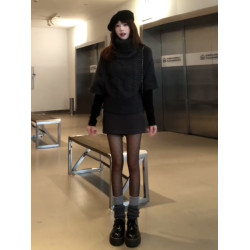 韓系灰色麻花高領毛衣女秋冬季2025新款蝙蝠袖慵懶高級感針織上衣