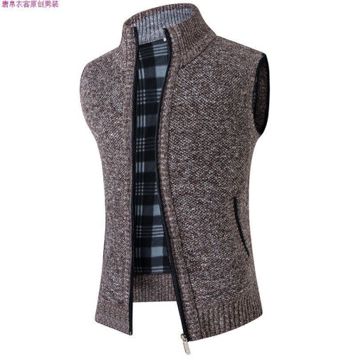 冬季加絨厚款線衣毛衣馬甲開衫針織杉無袖外套男士青年時尚保暖潮 冬季加絨厚款線衣毛衣馬甲開衫針織杉無袖外套男士青年時尚保暖潮