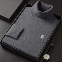 皮爾卡丹羊絨衫毛衣男秋冬季男士加厚保暖高領羊毛衫針織打底衫男