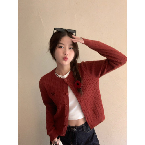 蘇三三 灰色麻花毛衣開衫外套女秋天穿搭2025新款早秋氛圍感上衣 蘇三三 灰色麻花毛衣開衫外套女秋天穿搭2025新款早秋氛圍感上衣