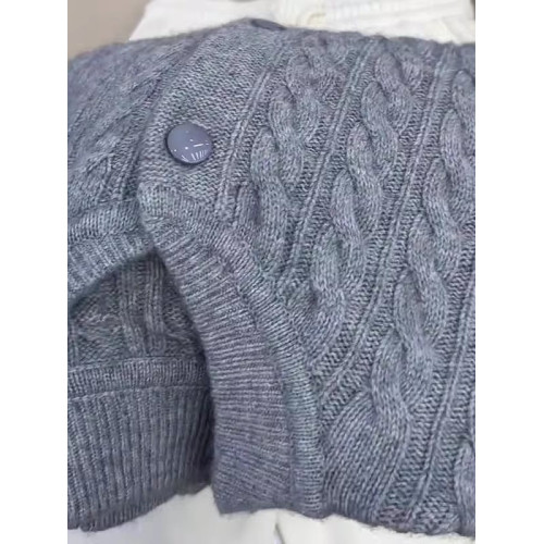 歐貨復古圓領灰色長袖針織衫毛衣女大碼胖MM秋冬新款麻花開衫上衣