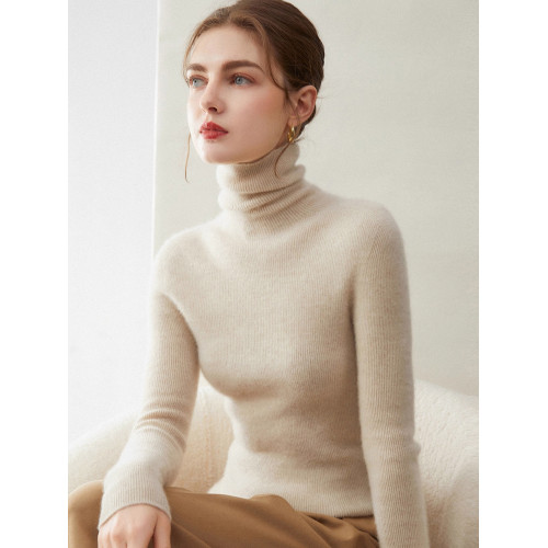 無縫一線成衣 100純山羊絨打底衫女半高領針織羊毛衫修身毛衣內搭