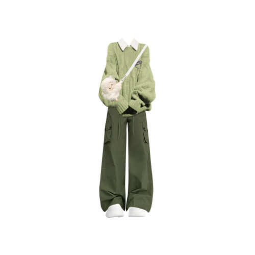 秋冬流行多巴胺穿搭綠色毛衣2025超火三件冬裝小個子學院風針織衫 秋冬流行多巴胺穿搭綠色毛衣2025超火三件冬裝小個子學院風針織衫