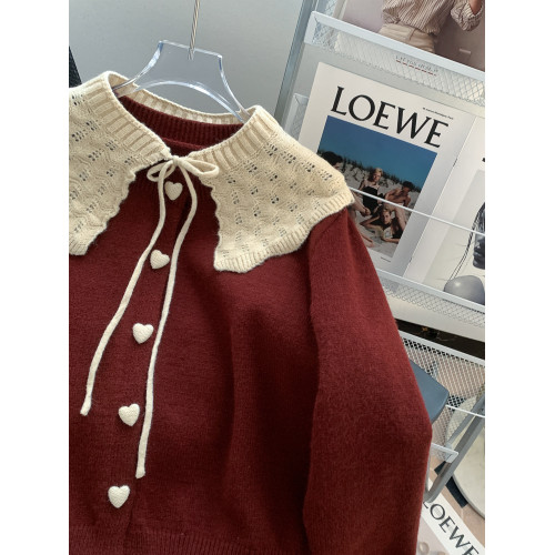 甜美系帶娃娃領披肩毛衣開衫女秋冬穿搭2024新款設計感針織衫外套