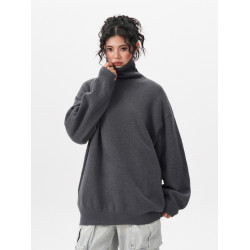 BWKA高領毛衣女男秋冬重磅潮牌寬松慵懶風針織衫加絨加厚內搭線衣