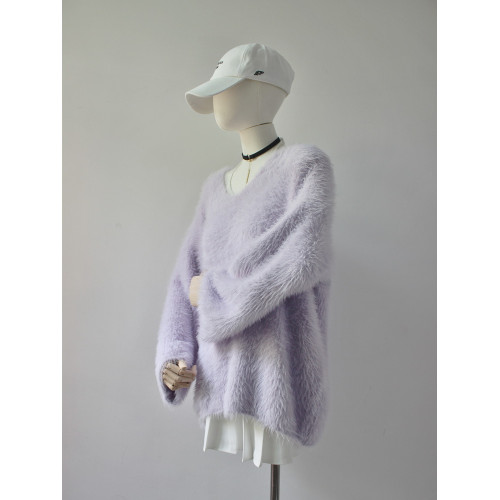 仿貂絨軟糯慵懶風針織毛衣女裝秋冬季小衆高級感寬松溫柔韓系上衣