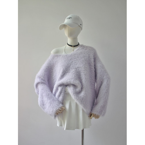 仿貂絨軟糯慵懶風針織毛衣女裝秋冬季小衆高級感寬松溫柔韓系上衣