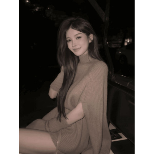 法式半高領套頭鬭篷毛衣女秋冬韓系穿搭寬松慵懶風不規則針織上衣