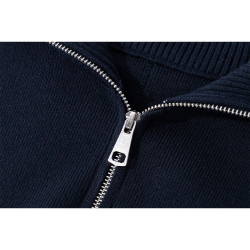 JiaGeLin雙拉鍊大翻領羊毛開衫女韓系寬松慵懶設計感毛衣外套上衣