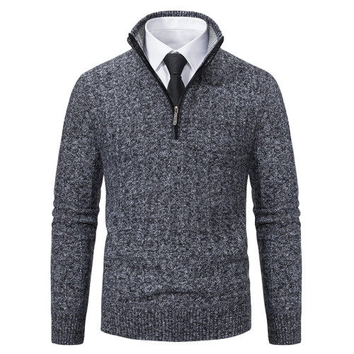 秋冬季男士立領純色針織上衣加絨加厚寬松毛衣時尚休閒百搭褂子男 秋冬季男士立領純色針織上衣加絨加厚寬松毛衣時尚休閒百搭褂子男