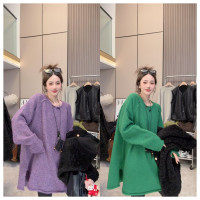 【經典過冬】秋冬穿搭~洋氣顯瘦側開叉圓領針織中長款長袖毛衣