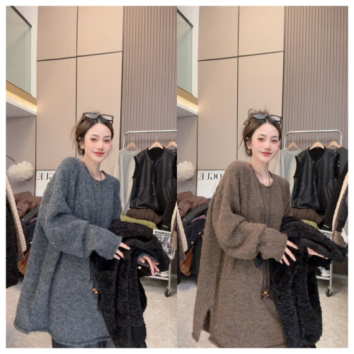 【經典過冬】秋冬穿搭~洋氣顯瘦側開叉圓領針織中長款長袖毛衣 【經典過冬】秋冬穿搭~洋氣顯瘦側開叉圓領針織中長款長袖毛衣