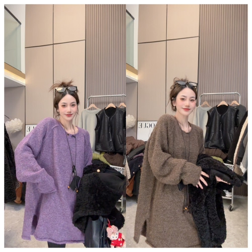 【經典過冬】秋冬穿搭~洋氣顯瘦側開叉圓領針織中長款長袖毛衣 【經典過冬】秋冬穿搭~洋氣顯瘦側開叉圓領針織中長款長袖毛衣