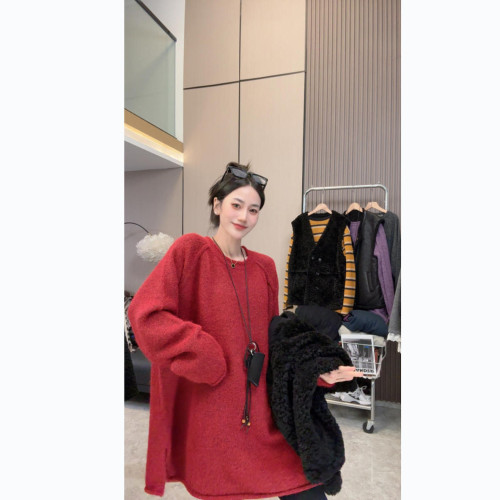 【經典過冬】秋冬穿搭~洋氣顯瘦側開叉圓領針織中長款長袖毛衣 【經典過冬】秋冬穿搭~洋氣顯瘦側開叉圓領針織中長款長袖毛衣