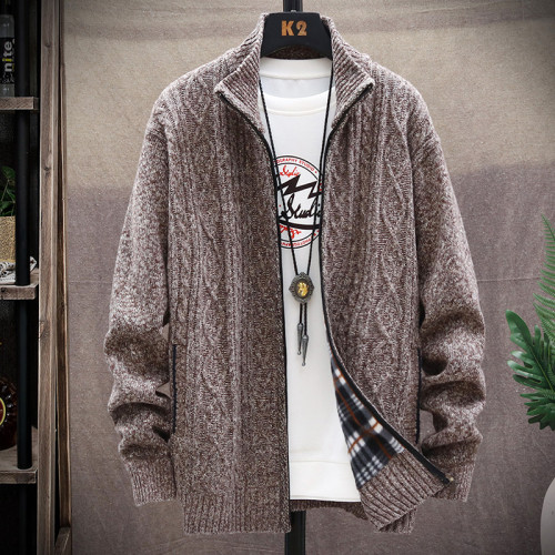 秋冬季男士開衫毛衣加厚保暖潮線衣時尚加絨寬松休閒針織毛衫外套 秋冬季男士開衫毛衣加厚保暖潮線衣時尚加絨寬松休閒針織毛衫外套