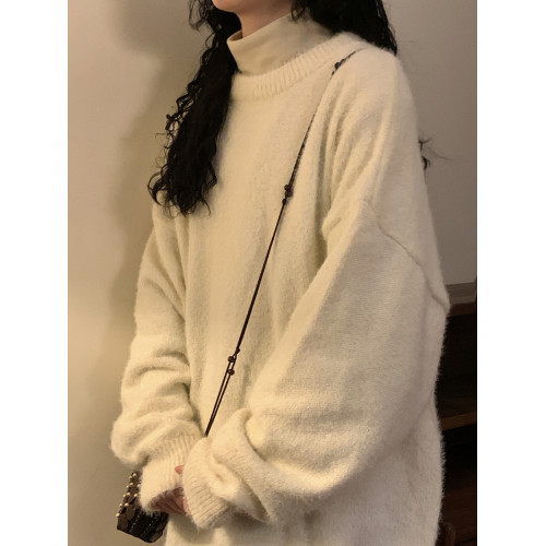 NAGA自製冬季美式復古慵懶風紅色百搭打底針織衫圓領內搭毛衣男女 NAGA自製冬季美式復古慵懶風紅色百搭打底針織衫圓領內搭毛衣男女