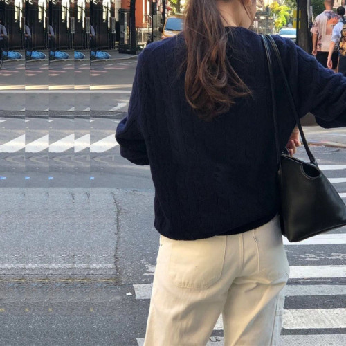 韓系復古圓領麻花毛衣女外穿秋冬新款寬松慵懶風軟糯打底針織上衣