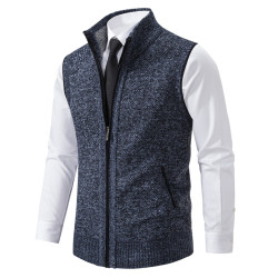 秋冬季新款男士毛衣馬甲開衫針織寬松大碼休閒無袖加絨坎肩男毛線