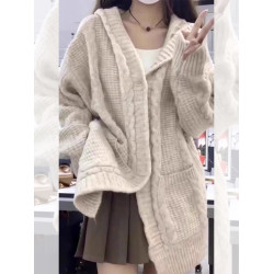 連帽毛衣外套女秋冬2025新款韓系穿搭寬鬆慵懶高級感針織開衫上衣