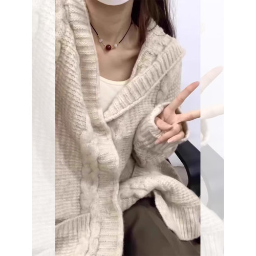 連帽毛衣外套女秋冬2025新款韓系穿搭寬鬆慵懶高級感針織開衫上衣