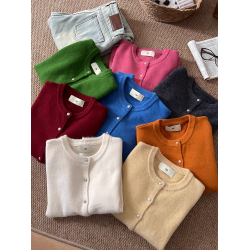 秋冬bi備百搭單品！韓代@e*g 復古小銀釦合身版型針織毛衣外套