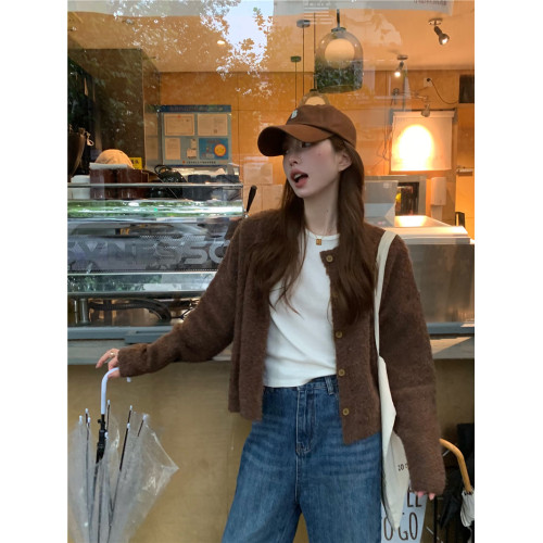 高級感復古針織開衫女秋冬2025新款慵懶風寬松毛衣外套外搭上衣