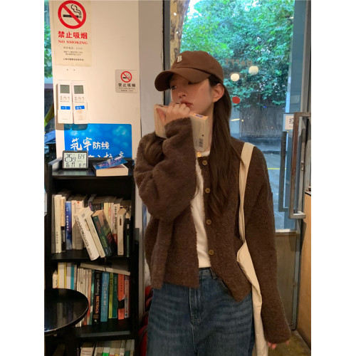 高級感復古針織開衫女秋冬2025新款慵懶風寬松毛衣外套外搭上衣