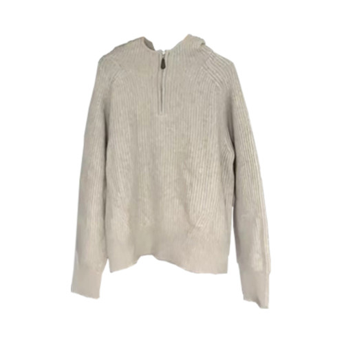 卡其色套頭拉鍊連帽毛衣女款2025新款秋冬季加厚慵懶風針織衫上衣