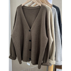 復古V領針織溫柔慵懶風寬松外套女2023新款爆款秋季毛衣開衫