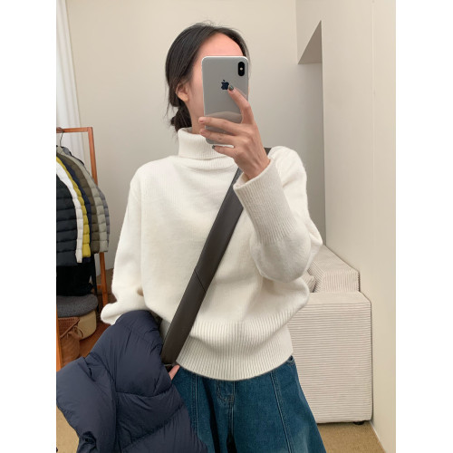高領套頭毛衣女2025年秋冬季慵懶風軟糯寬松內搭堆堆領針織打底衫