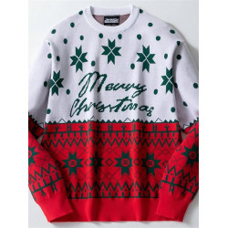 男裝歐美秋冬聖誕節針織衫聖誕提花寬鬆套頭毛衣聖誕老人圓領衛衣