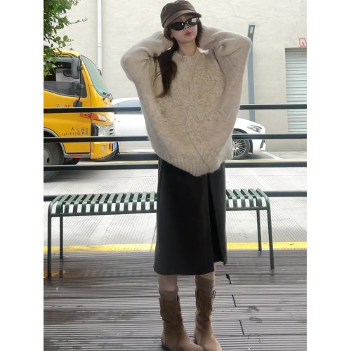 高級感慵懶風蝴蝶結長袖毛衣女2025秋冬新款寬松加厚高級感針織衫