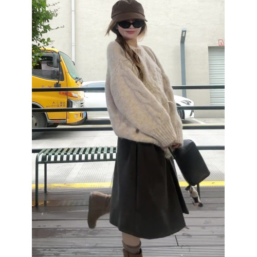 高級感慵懶風蝴蝶結長袖毛衣女2025秋冬新款寬松加厚高級感針織衫