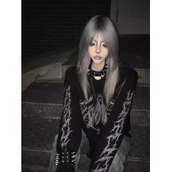 溼體WETBODY 原創小衆暗黑寬松套頭毛衣哥特中性街頭上衣女