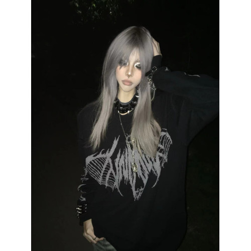 溼體WETBODY 原創小衆暗黑寬松套頭毛衣哥特中性街頭上衣女