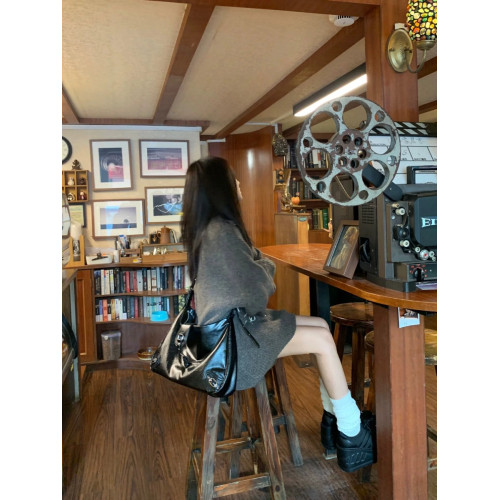 灰色套頭半拉鍊翻領毛衣女秋冬季慵懶風中長款寬松加厚外穿針織衫