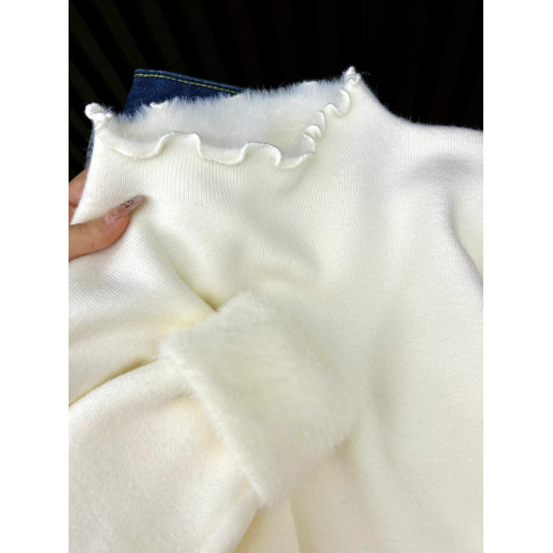 別致木耳邊半高領毛衣女冬季加厚一體絨糯嘰嘰內搭打底衫針織上衣